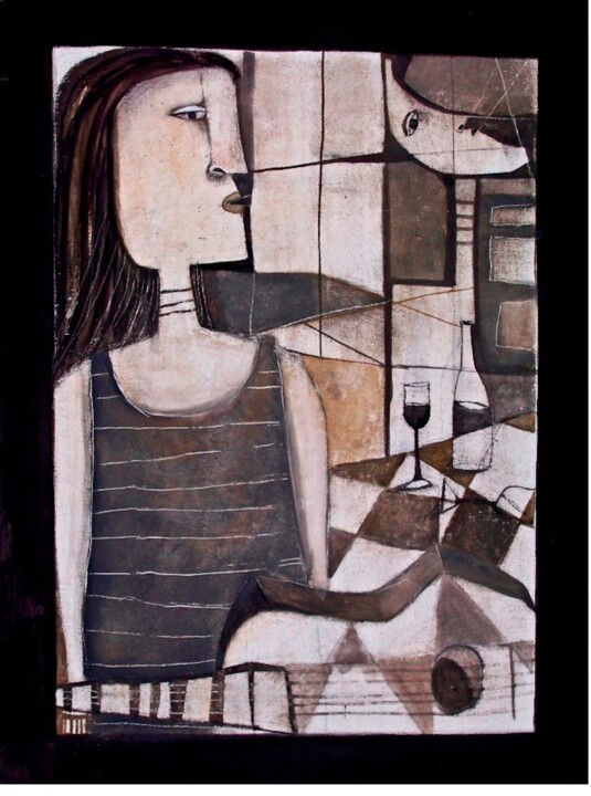 Painting titled "LA ANFITRIONA" by Arturo Morin, Original Artwork, Acrylic