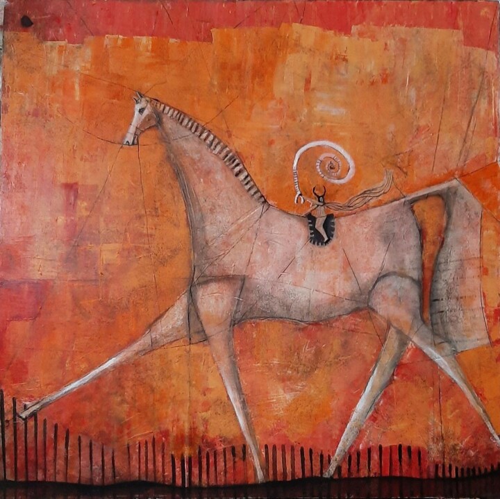 Painting titled "EL CAVALLO ALEGRE" by Arturo Morin, Original Artwork, Acrylic