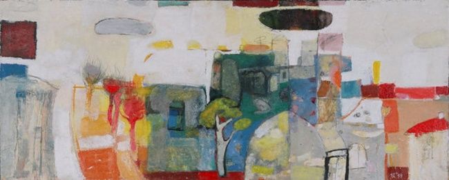 Painting titled "GOROD" by Arturs Akopjans, Original Art,