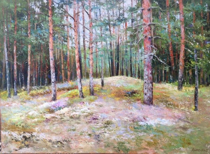 Картина под названием "В лесу" - Arto, Подлинное произведение искусства, Масло