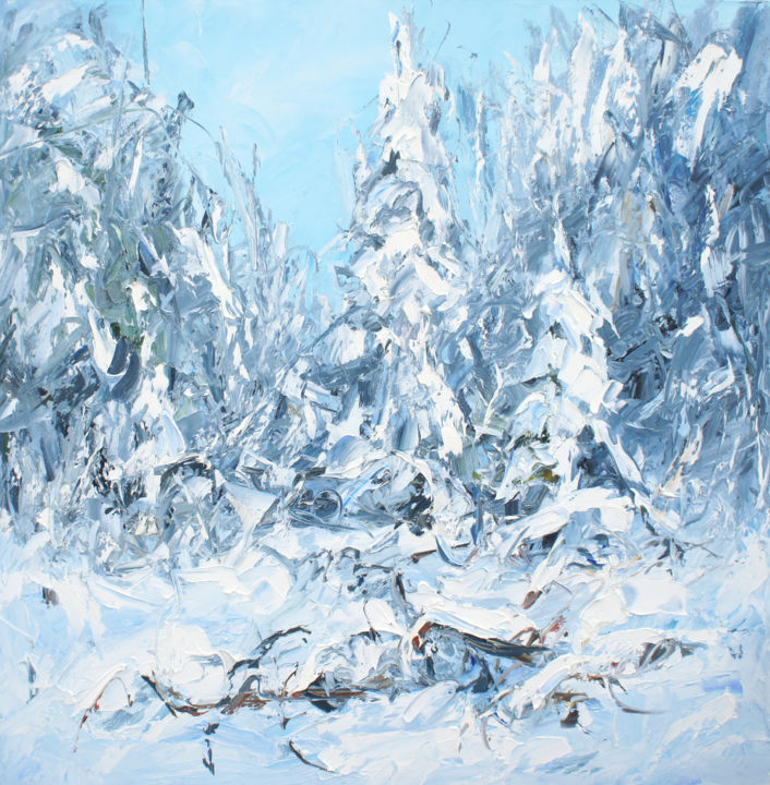 绘画 标题为“Winter. 100x100 cm.” 由Valeriy Ushkov, 原创艺术品, 油