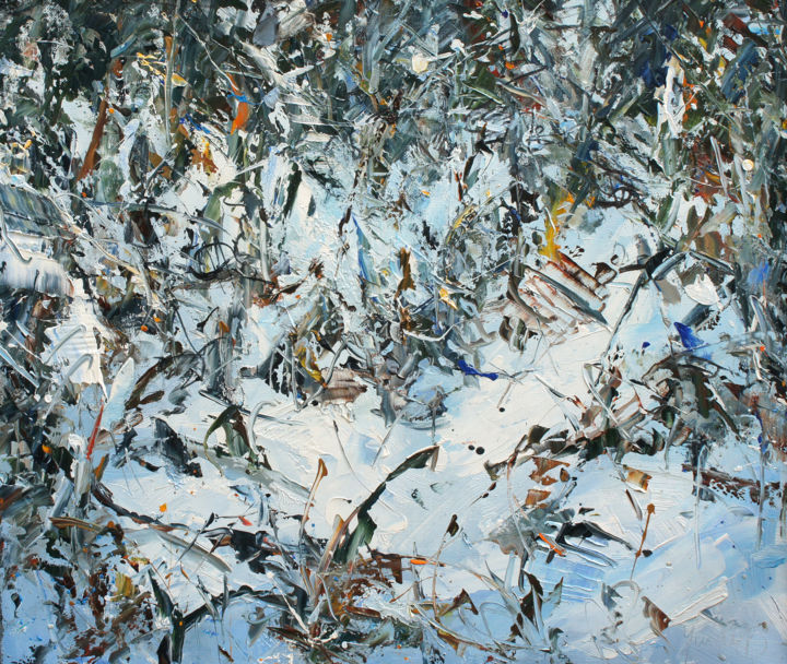 Schilderij getiteld "Winter motive. 70х8…" door Valeriy Ushkov, Origineel Kunstwerk, Olie