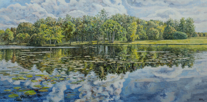 Malarstwo zatytułowany „Blue lake” autorstwa Marius Vancea, Oryginalna praca, Akryl