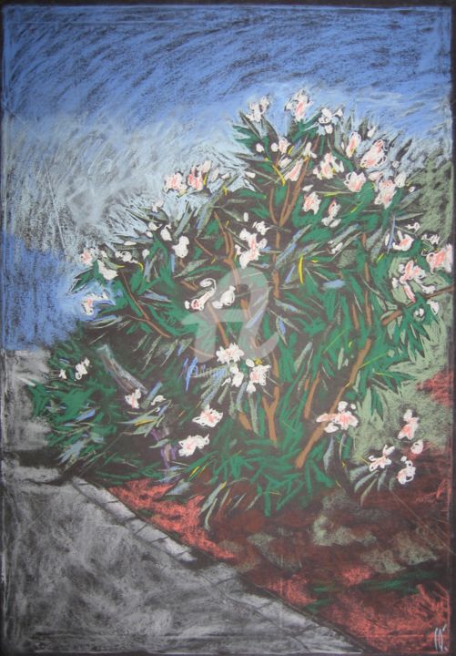 Рисунок под названием "Цветущий куст/Bloss…" - Artjulia Klymenko, Подлинное произведение искусства, Пастель
