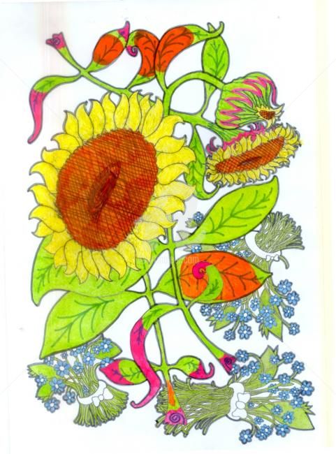 Drawing titled "Flower_2" by Artjulia Klymenko, Original Artwork, Other