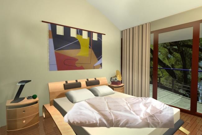 Digitale Kunst getiteld "Dormitor" door Herta, Origineel Kunstwerk, Architectuur