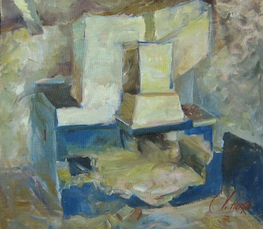 Painting titled "Peasant stove" by Herta, Original Artwork, Other