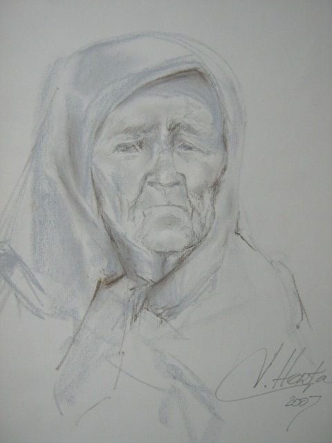 Drawing titled "Maria - 103 years" by Herta, Original Artwork, Other