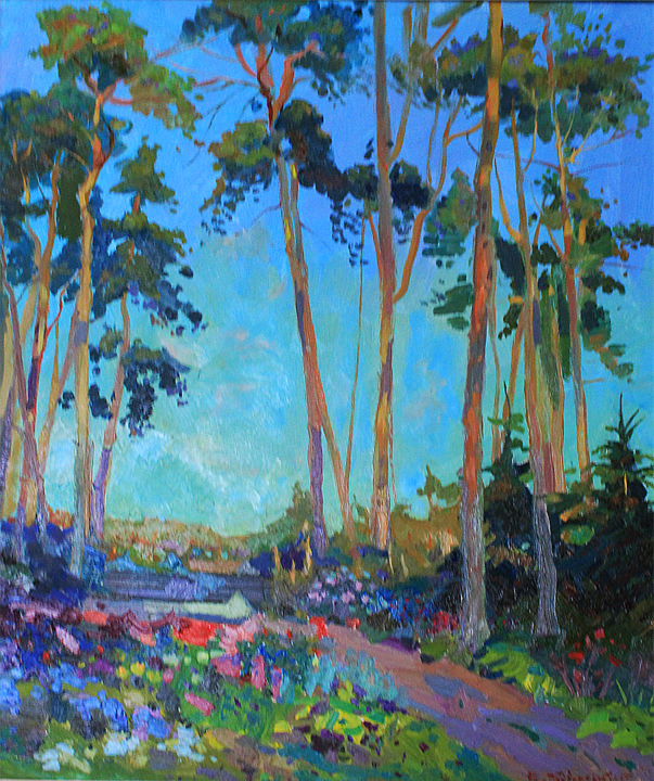 Painting titled "Summer Landscape" by Vladislav Zadvorsky, Original Artwork, Oil