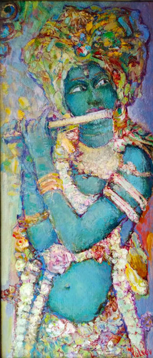 Peinture intitulée "Krishna" par Viktor Volkov, Œuvre d'art originale, Huile