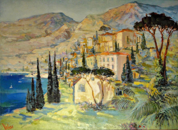 Peinture intitulée "Italian riviera" par Viktor Volkov, Œuvre d'art originale, Huile