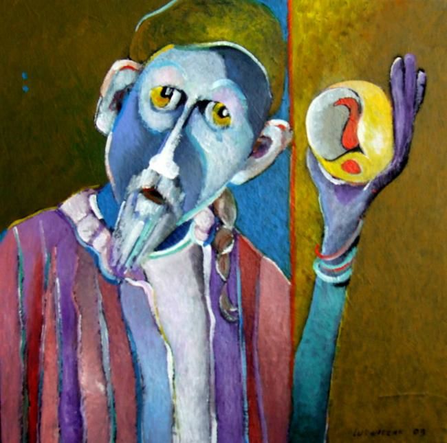 Painting titled "La question du poète" by Artvrai, Original Artwork, Oil