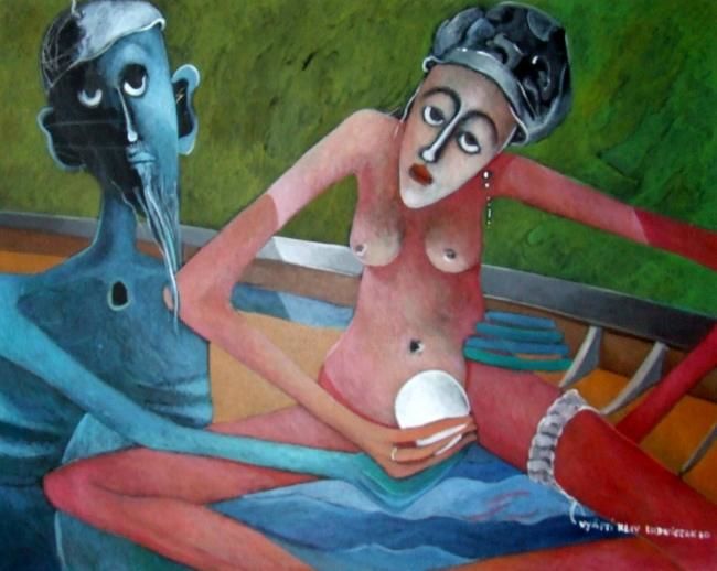 Painting titled "L'amour et la conna…" by Artvrai, Original Artwork
