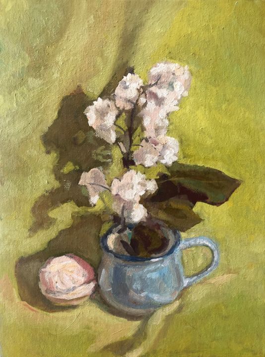 Painting titled "Still life with lil…" by Vsevolod Chistiakov, Original Art, Oil