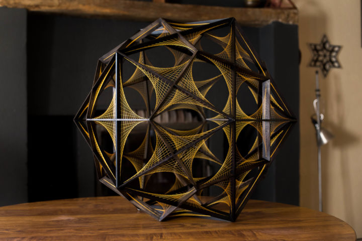 Sculpture titled "Rhombic triacontahe…" by Kevin Fernandez (Artwork.e.v), Original Artwork, String Art