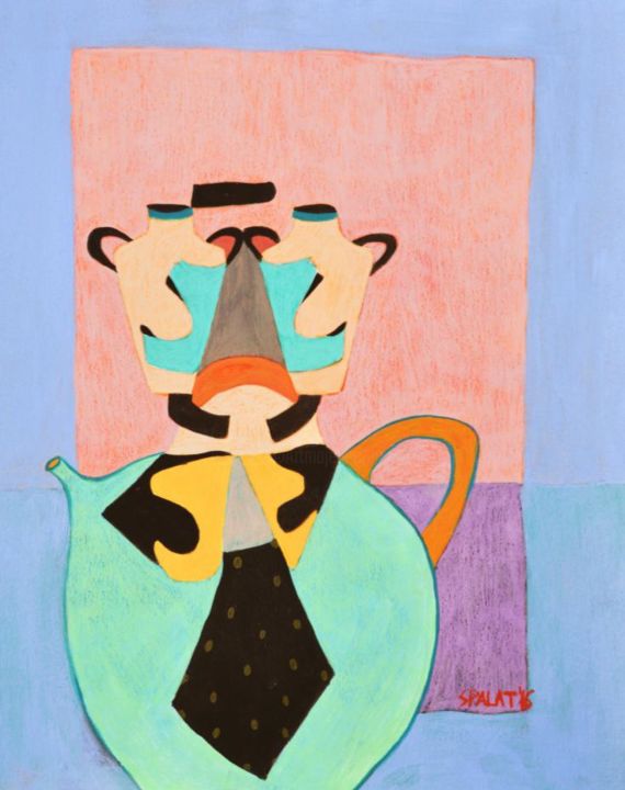 Peinture intitulée "Tea for Two" par Shantala Palat, Œuvre d'art originale, Acrylique