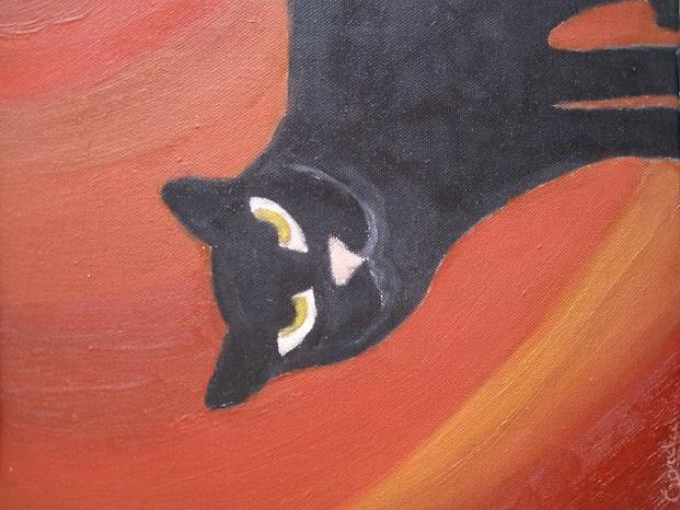 Malerei mit dem Titel "Cat eyes' : Black" von Coreta Odje, Original-Kunstwerk