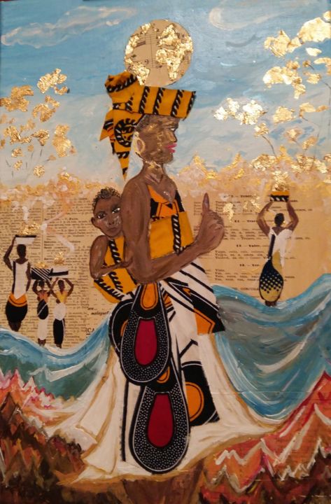 Peinture intitulée "Mama africa" par Jiji, Œuvre d'art originale, Acrylique
