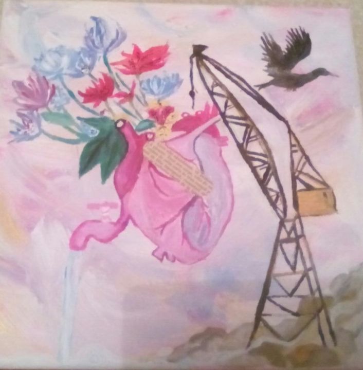Peinture intitulée "Le coeur a ses rais…" par Jiji, Œuvre d'art originale, Acrylique