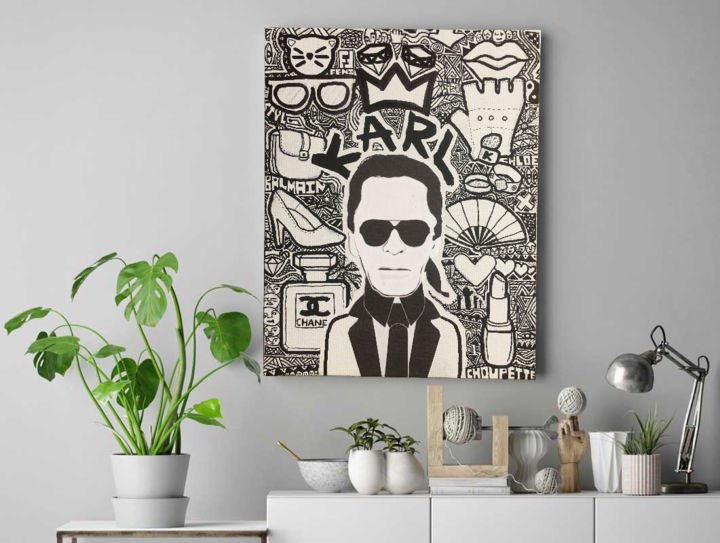 Painting titled "KARL LAGERFELD, Str…" by Arty, Original Artwork, Acrylic