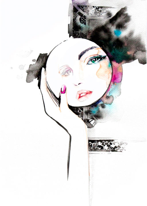 绘画 标题为“Mirror” 由Arty Guava, 原创艺术品, 水彩