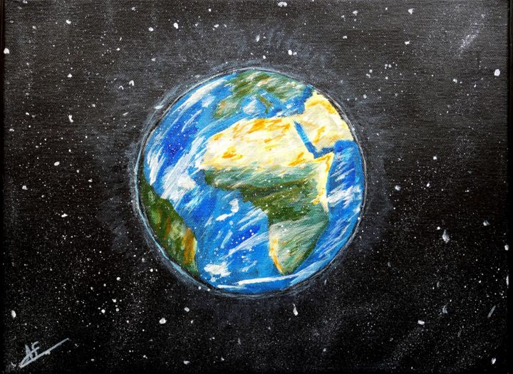 Peinture intitulée "La terre dans l'esp…" par Artypique Créations, Œuvre d'art originale, Acrylique