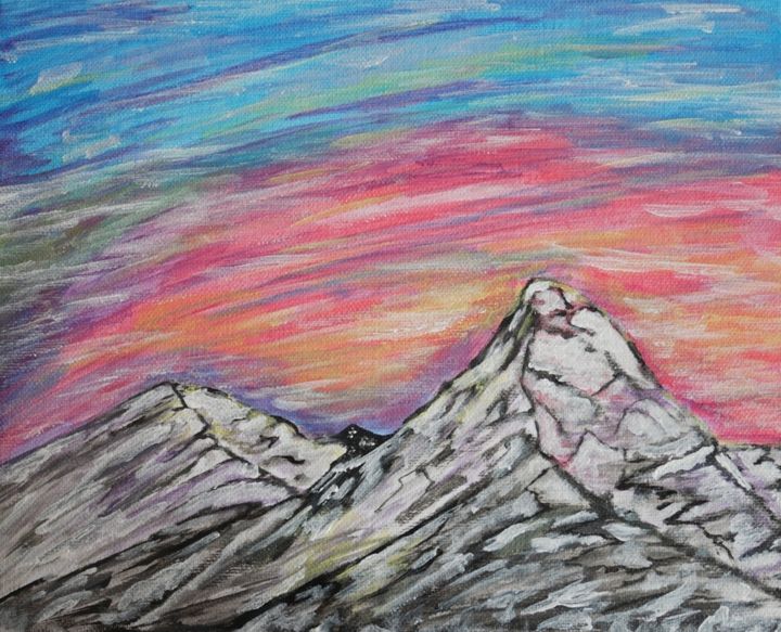 Peinture intitulée "Montagnes enneigées" par Artypique Créations, Œuvre d'art originale, Acrylique
