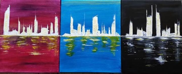 "Skyline" başlıklı Tablo Artypique Créations tarafından, Orijinal sanat, Akrilik Ahşap Sedye çerçevesi üzerine monte edilmiş