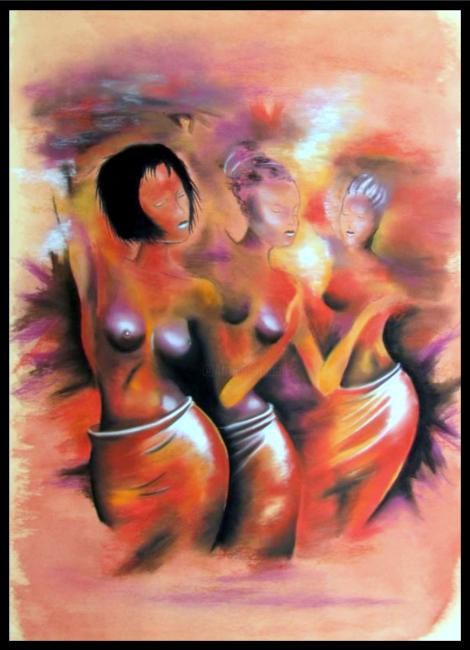 Painting titled "Danse Africaine" by Isabelle Nicolazzo - Zazou, Original Artwork