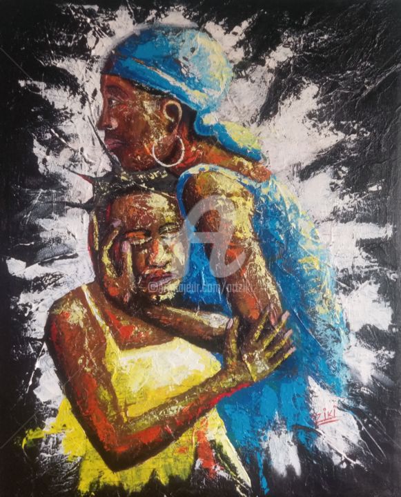 Painting titled "La consolation" by Ziki, Original Artwork, Acrylic