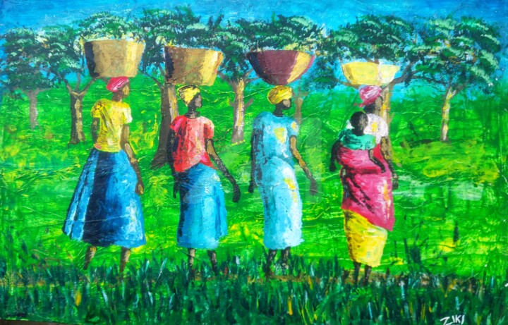Peinture intitulée "Le matin très tôt" par Ziki, Œuvre d'art originale, Acrylique