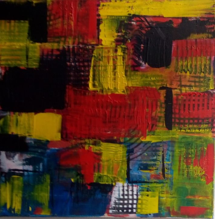 Peinture intitulée "Urban red" par Artzjo, Œuvre d'art originale, Acrylique