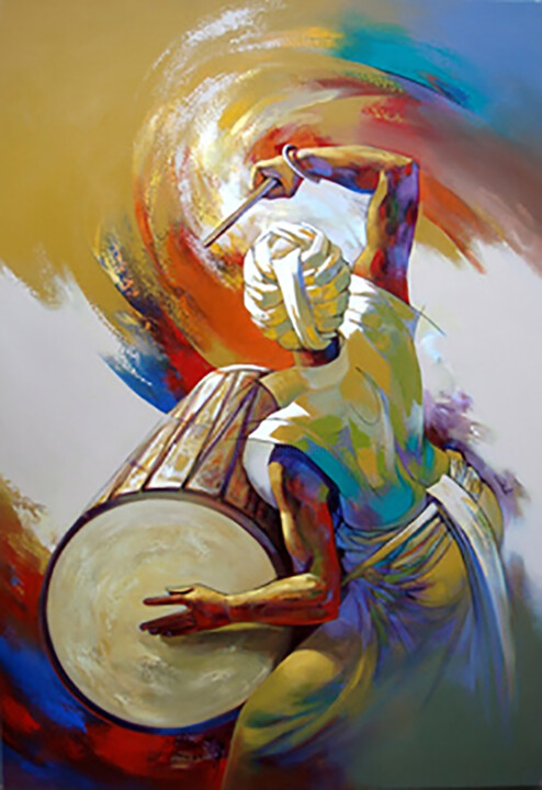 Peinture intitulée "The Beat that Lives…" par Aryawansa Kumarasinghe, Œuvre d'art originale, Acrylique Monté sur Châssis en…