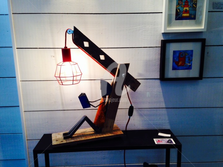 Sculpture intitulée "Lampe au lecteur" par Arzel, Œuvre d'art originale, Métaux