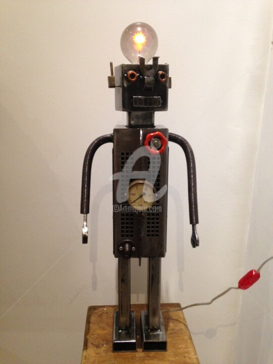 Sculpture intitulée "Robot Xénon" par Arzel, Œuvre d'art originale, Métaux