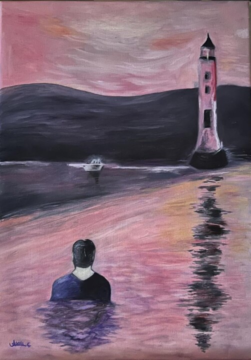 Schilderij getiteld "Pink Peace" door Arzu Çevikalp, Origineel Kunstwerk, Olie