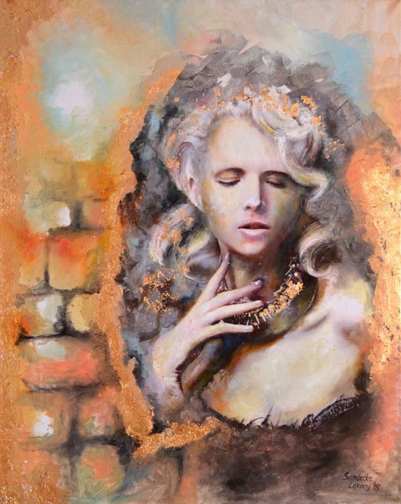 Painting titled "The girl" by Anna Sandecka-Ląkocy, Original Artwork, Oil