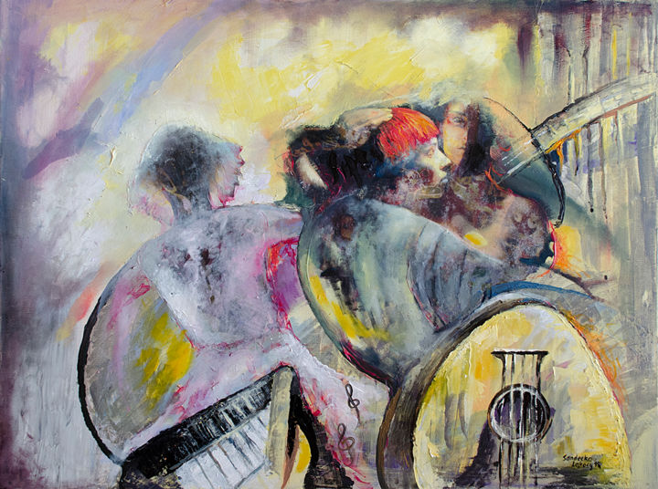 Painting titled "Musical desire II" by Anna Sandecka-Ląkocy, Original Artwork, Oil