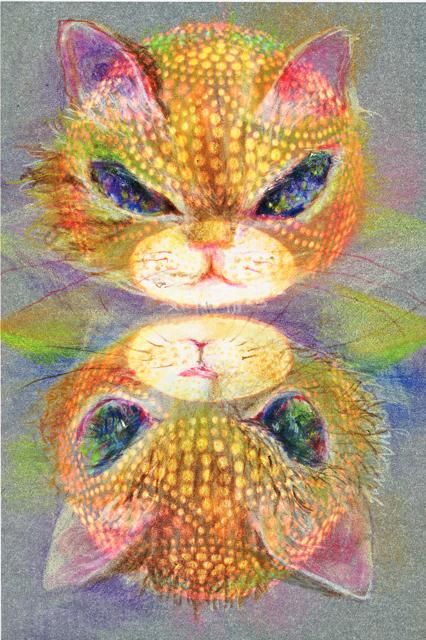 Painting titled "twin cats" by Asari Fukushima, Original Artwork
