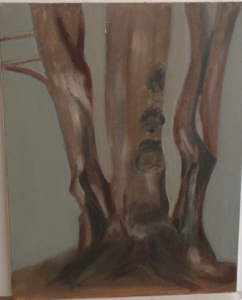 Schilderij getiteld "Bomen" door Ria V An Calcar, Origineel Kunstwerk