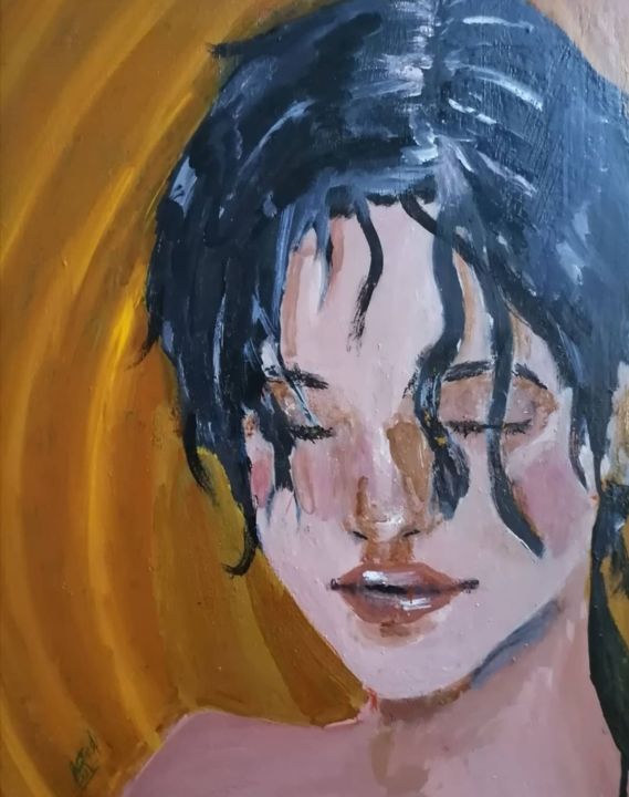 Painting titled "The Girl" by Aseel Talaat, Original Artwork, Acrylic