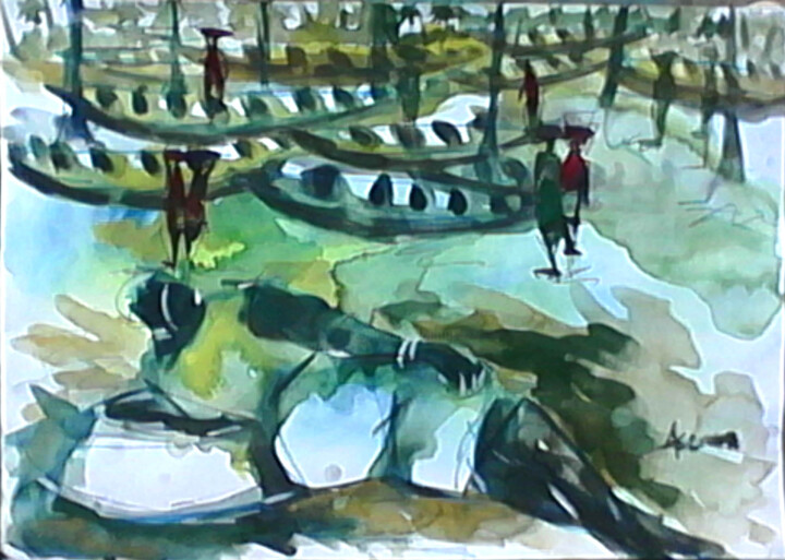 Pintura titulada "Day rest1" por Asenior, Obra de arte original, Acuarela