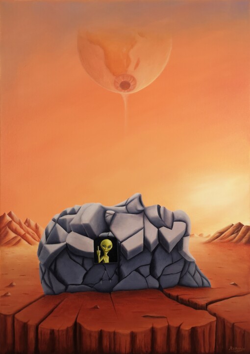 Pintura titulada "Face on Mars" por Asensir, Obra de arte original, Acrílico Montado en Bastidor de camilla de madera