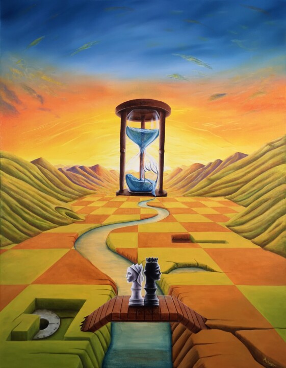 Картина под названием "Time No.6" - Asensir, Подлинное произведение искусства, Акрил Установлен на Деревянная рама для носил…