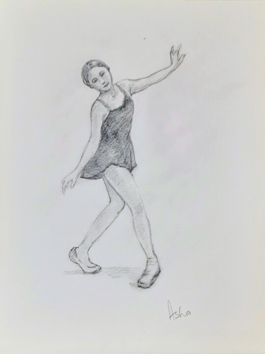 图画 标题为“Ballerina practice” 由Asha Sudhaker Shenoy, 原创艺术品, 铅笔