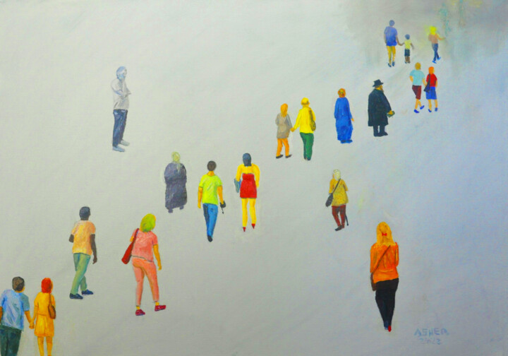 Картина под названием "Where they all go ?" - Asher, Подлинное произведение искусства, Масло