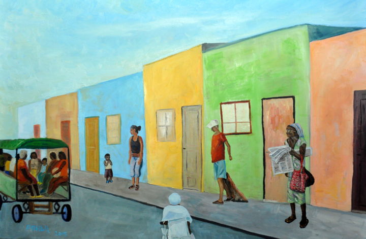Painting titled "Trinidad-Cuba" by Asher, Original Artwork, Oil