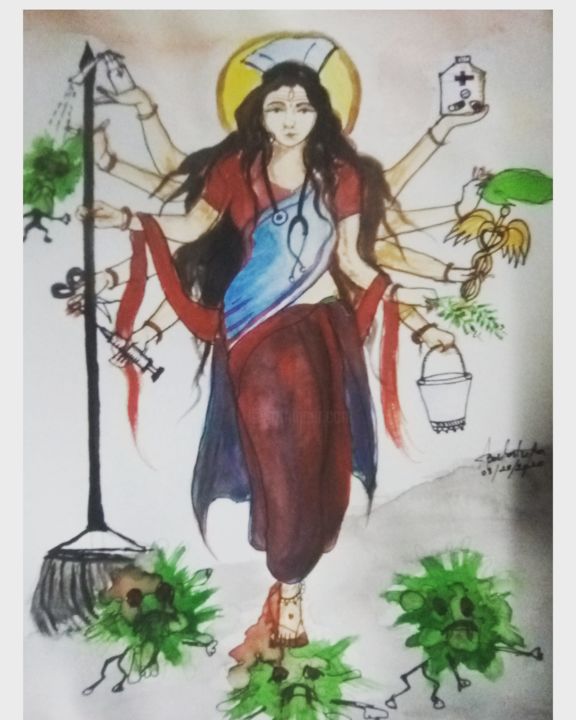 Painting titled "Devi" by Ab Mehra Batoshiy, Original Artwork, Acrylic