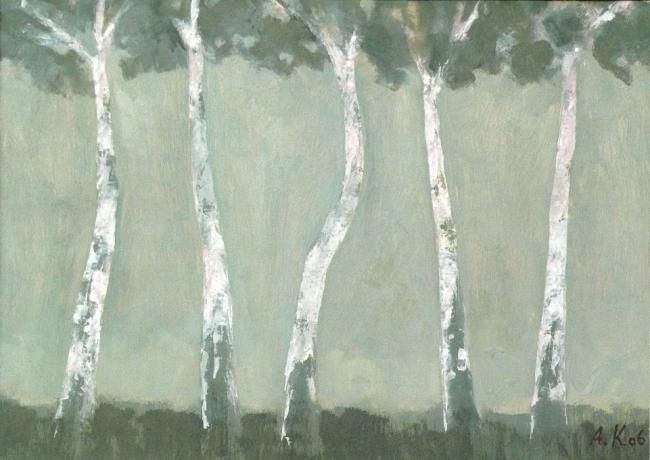 Pittura intitolato "Birch Trees" da Ashot Kirakosyan, Opera d'arte originale