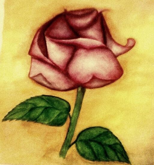 Schilderij getiteld "Rose" door Ashutosh Biswas, Origineel Kunstwerk